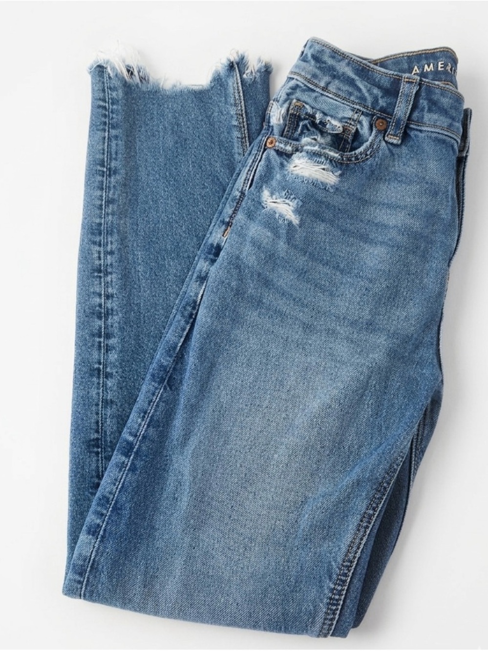 American Eagle Outfitters Light Blue Distressed Cropped Jeans